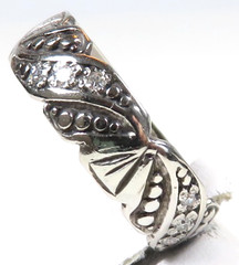 Antique Art Deco Diamond Wedding Eternity Band 14KW Ring Size 4 UK-H 5.24MM Wide