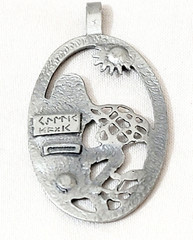 Mermaid Pewter Ladies Metal Pendant Charm Art Deco Oval 2.5 inches