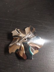 Flower Goldtone Silver Brooch Pin Pendant