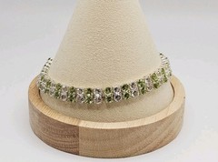 Sterling Silver Peridot & White Spinel Double Strand Tennis Bracelet 8.25″