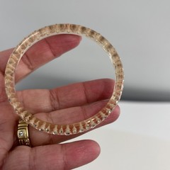 Vintage Clear Lucite Bangle Bracelet Rhinestone Inset Beveled Edge
