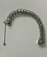 Vintage Monet Silver HEART Double Link Charm BRACELET – 8” – NEW + UNWORN!