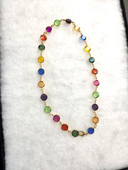Vtg gold tone mix color Bezel lucite Necklace