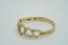 Vintage 1990s 10k Diamond Cut Heart Ring Size 7.25 0.89g