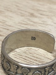 b45. jJj 925 Sterling Vintage LIBRA Zodiac Open Band Ring Adjustable, 3.5g