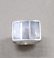 Sterling Silver Mother Of Pearl Ring Solid 14g Vintage Size 8 – 8.5