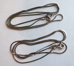 LOT 2 – 18in STERLING SILVER CHAIN NECKLACES BOX S 3.5mm VINTAGE USED