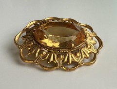 Vintage Soviet gold-plated yellow brooch pin