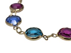 Swarovski Swan Crystal Open Bezel Bracelet Pink Green Blue Gold Tone Vintage