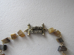 Vintage 1960’s Retro Flat Bone or Horn Disc Beaded Necklace 31″