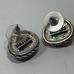 Vintage NAPIER Silver Tone Abalone Pierced Earrings Teardrop Facet Pierced Post