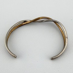 Vintage Sergio Lub California Handmade Brass Wave Twist Cuff Bracelet Two Tone