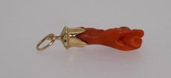 Victorian 14K Coral Figa Talisman Pendant