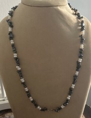 JTV Designer Hematite White Pearl Beaded 26” Necklace