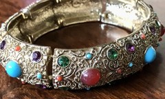 R.J. GRAZIANO STRETCH Jewels Etruscan Style BANGLE GLOBAL DESTINY ~ Nds Restrung