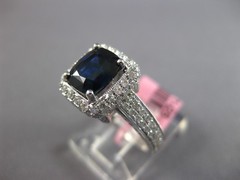 LARGE 2.46CT DIAMOND & AAA SAPPHIRE 18K WHITE GOLD HALO FILIGREE ENGAGEMENT RING
