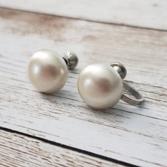 Vintage Screw On Earrings – Small & Simple Faux Pearl Style Just Under 0.5″