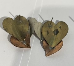VTG Costume Jewelry Pierced Earrings Lot Studded Leather Wood Tri-toned Metal
