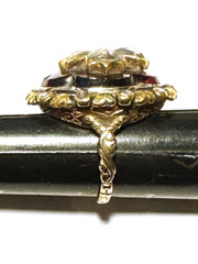 ANTIQUE 1860 MULTI STONE RING ROSE GOLD GARNET CITRINE SIZE 4.5 GOOD COND 10KT