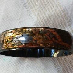 LAURANA BLACK SILVER GOLD ENAMEL BANGL BRACELET Vintage