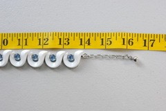 Vtg Trifari Choker Necklace white blue silver tone Santa Anita signed BB19