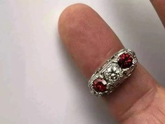14k White Gold FN Round Cut Lab Created Diamond Art Deco Style Anniversary Ring