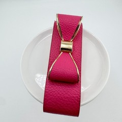 Vintage Y2K Pink Leatherette Bow Cuff Bracelet Retro Coquette Statement
