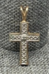 Vintage Ross Simons Diamond Vermeil Sterling Silver Cross Pendant Charm