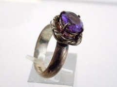 Sterling Silver Oval Cut Amethyst Ring 925 Braid Edge Motif Size 8.25 7.8g