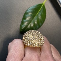 Vintage Cocktail Ring Estate Jewelry Pre-owned Champagne Crystal Dome Any Size
