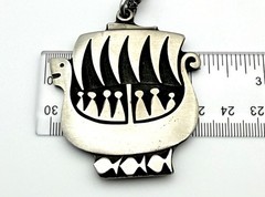 Pewter R Tennesmed Sweden Viking Ship Pendant Necklace Scandinavian Modernist