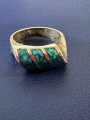 Vintage Taxco Men’s Turquoise Ring 9.04 Grams | Sterling Silver Modernist