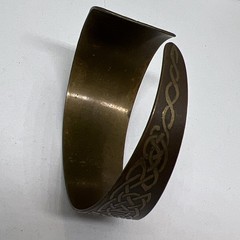 Vintage Celtic Knot Brass Cuff Bracelet Viking Norse Dragon Longship Wide Band