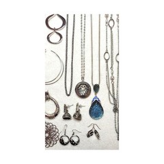 Silvertone Jewelry Lot 18 Pc Chains Pendants Pierced Earrings Y2K Boho