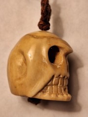VINTAGE CLOISONNE BONE SKULL ASIAN LOVE KNOT PROTECTION TALISMAN AMULET NECKLACE