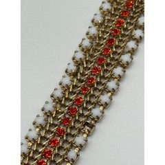 Vintage Hobe Bracelet Multicolor Rhinestone Gold Tone READ