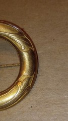 Antique AE & Co. (Bliss Bros?) Gold Tone Buckle Style Brooch 1 13/16″