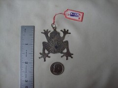 VINTAGE 1970-80s LARGE BALI ETCHED BULL TOAD STERLING SILVER STAMP 925 PENDANT