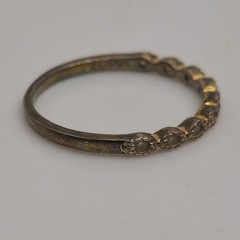 Sterling Silver 925 Clear Inset Gem Band Ring Size 5.75 Stacking Vintage