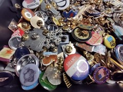 Lot Of Assorted Pins And Pin Back Buttons Pin Lot Collection ZT1 3.5 Pounds