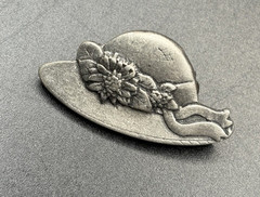 Vintage Birds and Blooms Hat Pewter Pin 2005