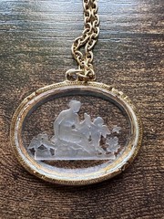 Goldette NY Reverse Intaglio Pendant Cameo Necklace with Chain Cupid Venus
