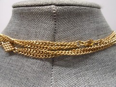 Monet Signed Double Chain 56 in Long Station Necklace Gold Tone Older Clasp VTG