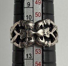 VTG Sterling Silver Celtic Knot Wide Band Ring Size 6 Hands Heart 10mm wide 925