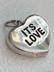 Vintage Sterling Silver Candy Heart Charm/Pendant IT’S LOVE