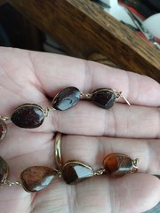 Vintage Baltic Amber Multi Color Wire Wrapped Link Bracelet 7 Inches