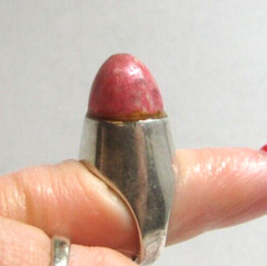 UNI D-A DAVID ANDERSEN Norway Sterling Silver Pink Thulite Statement Ring Sz 4.5