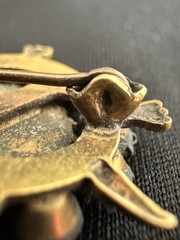 Antique Victorian Turtle Pin With Garnet Opaline Glass Gold Tone C Clasp 1” Cute