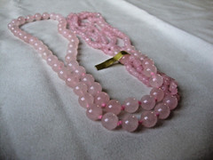 VINTAGE HANDMADE IRREGULAR ROSE QUARTZ 8mm ROSE QUARTZ 29″ ENDLESS BEAD NECKLACE