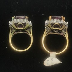 Vintage 18KT GE Gold Plated Purple Austrain Crystal Clear Acc Ring varied sizes